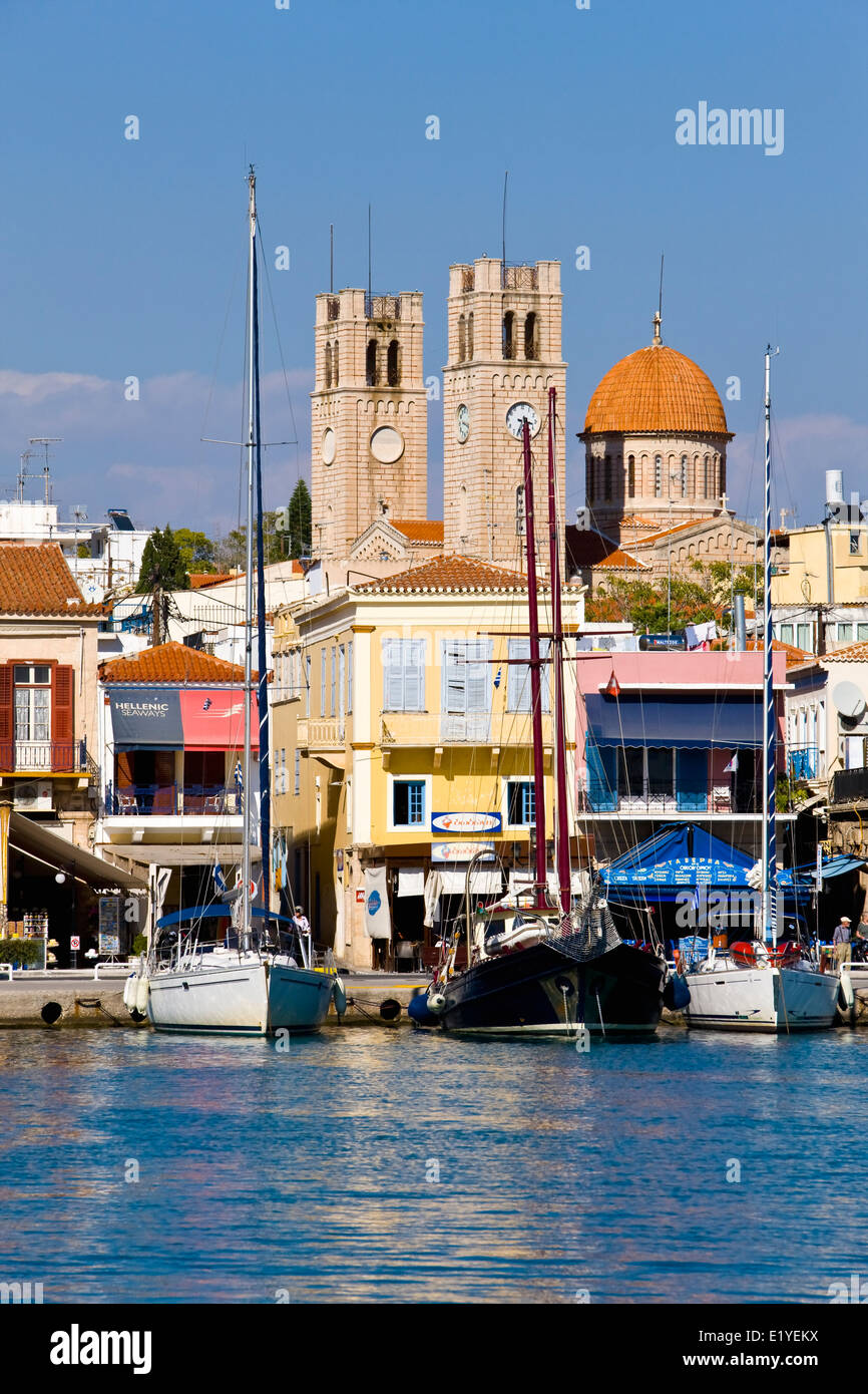 Porto di Aegina, Aegina Island, ISOLE DELL'ARGOSARONICO Grecia nel golfo Saronico Foto Stock