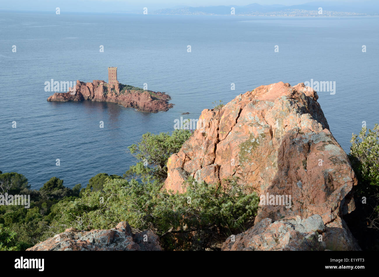 Île d'Or o isola d'oro off Cap Dramont Agay vicino a Saint Raphaël o Saint Raphael Var Costa Azzurra Costa Azzurra Francia Foto Stock