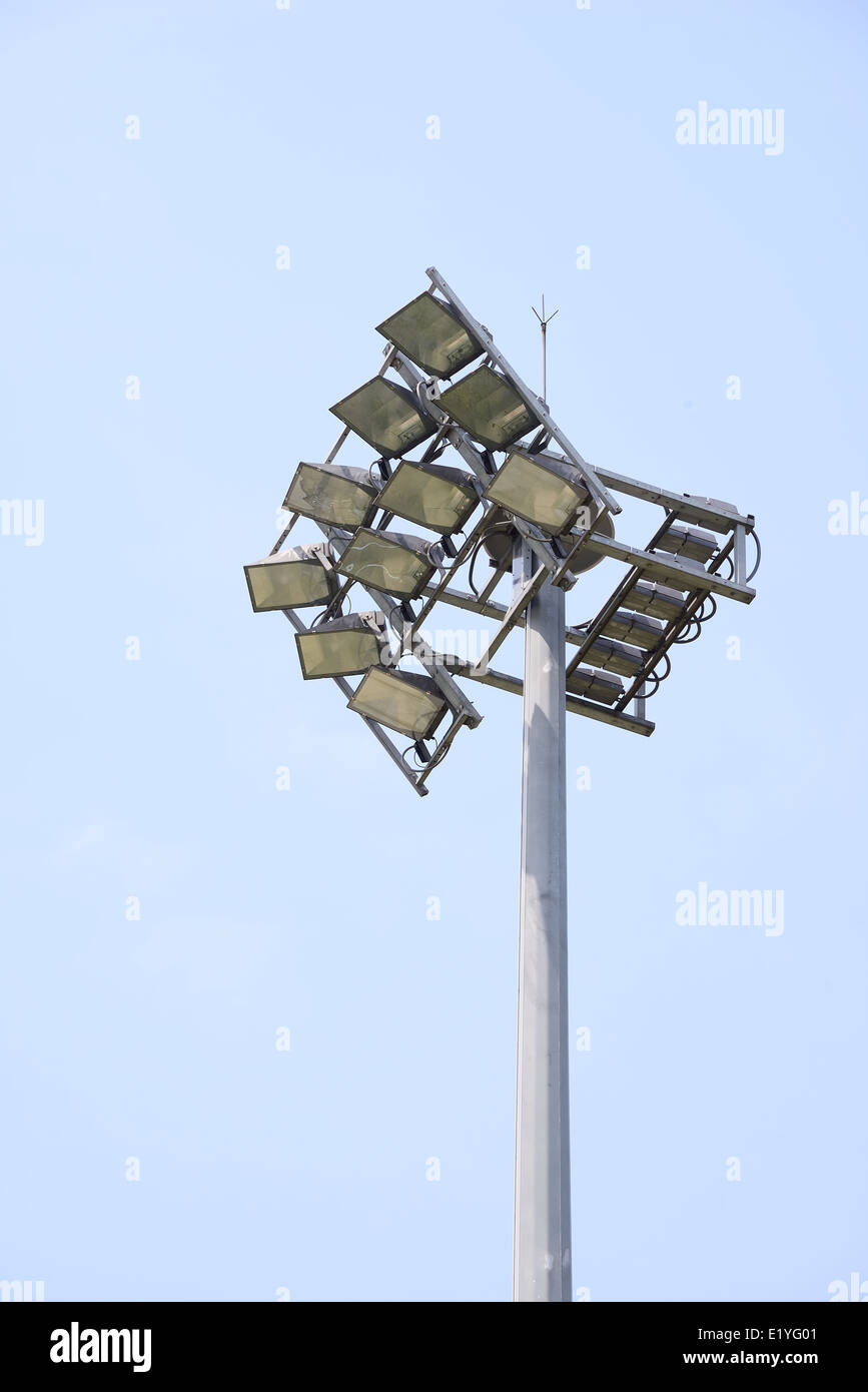 Set di luci per Stadium e asta parafulmini Foto Stock