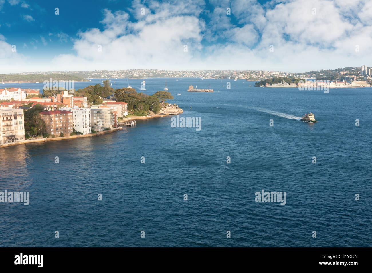 Sydney Harbour paesaggio,foto scattata dal Ponte del Porto di Sydney Foto Stock