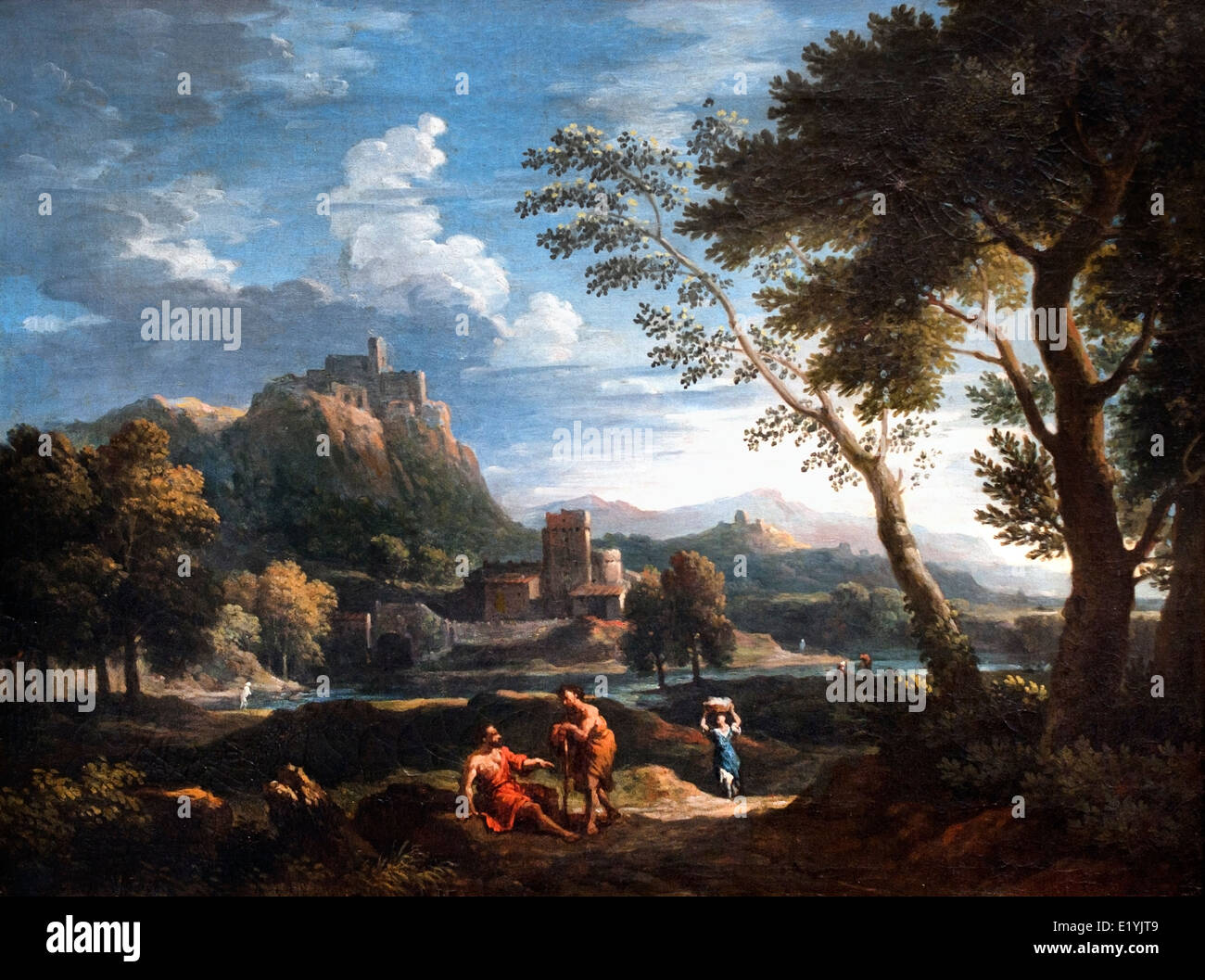 Paesaggio con castello, laghi la figura di Jan Frans Van Bloemen 1662 - 1749 belga fiamminga del Belgio Foto Stock