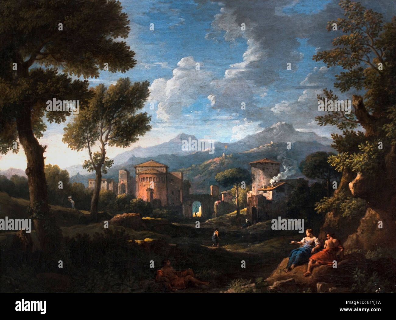 Lazio bianco paesaggio abside della chiesa romanica di Giovanni e Paolo da Jan Frans Van Bloemen 1662 - 1749 belga fiamminga Foto Stock