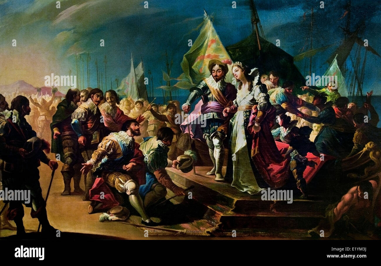 Lo sbarco a Valencia di Ferdinando il Cattolico e Germana de Foix 1798 Jose Ribelles 1755/1835 Spagna - Spagnolo Foto Stock