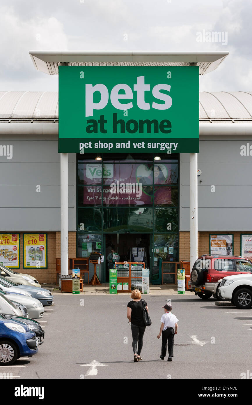 CHIPPENHAM, Regno Unito, 11 Giugno, 2014. I clienti sono visti a camminare verso un animali domestici in casa store in Chippenham,Wiltshire. Il 12 giugno la società annuncerà che è utile per la prima volta da quando è divenuta una società quotata. Credito: lynchpics/Alamy Live News Foto Stock