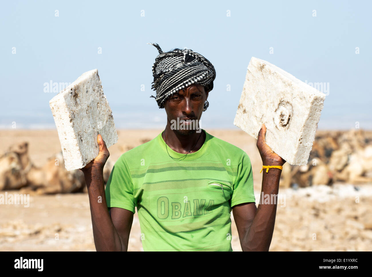 Miniere di sale nel Lago Asale in Danakil depressione. Foto Stock