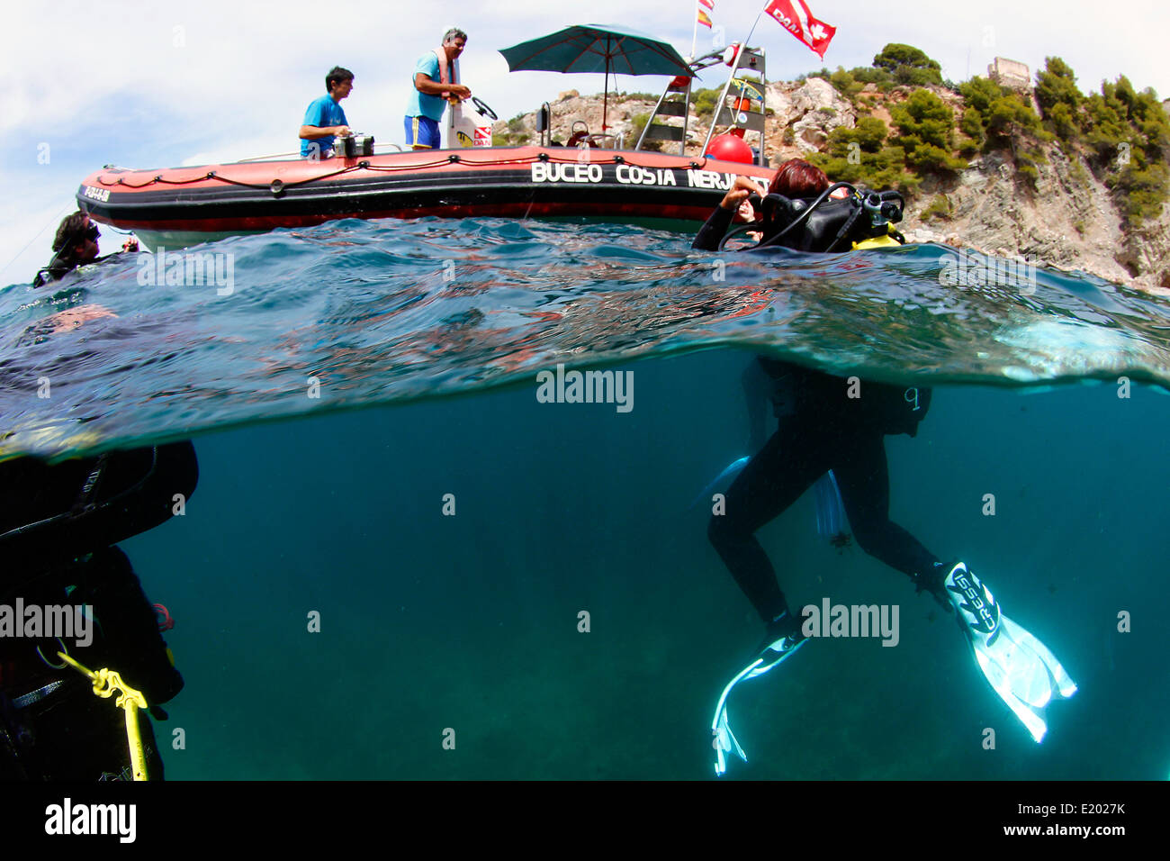 L'estate è il miglior momment per immersione e sport in mare. Foto Stock