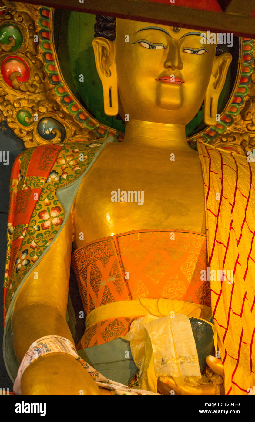 Il Nepal Golden Buddha nella Thyangche Dongak Thakchok Chholing monastero di Tengboche Solukhumbu Foto Stock