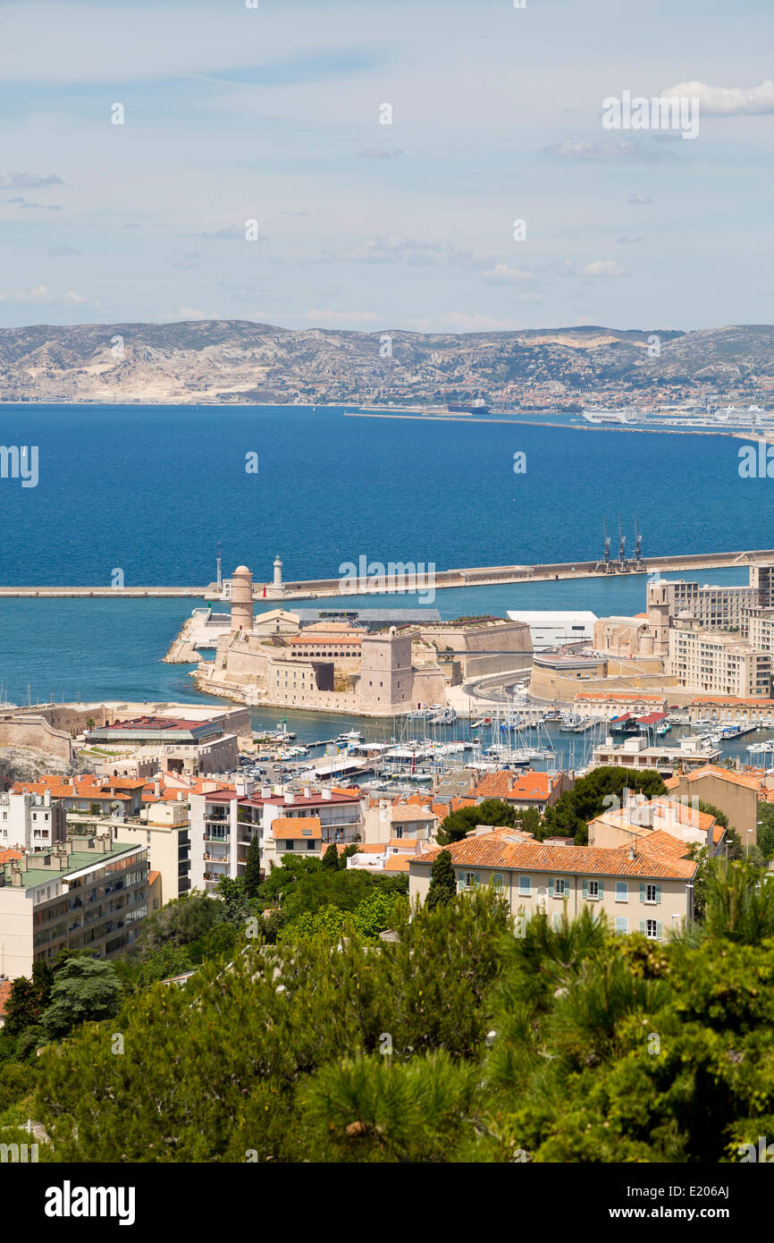 Vista aerea sul Bas Fort Saint Nicolas a Marsiglia, Francia Foto Stock