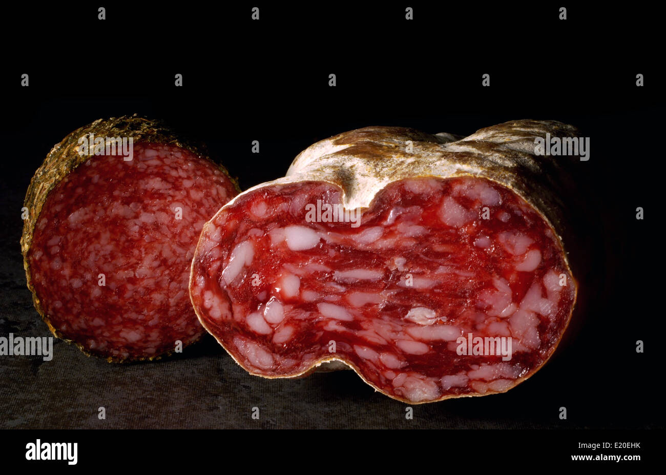 Erborinati e salame naturale Foto Stock