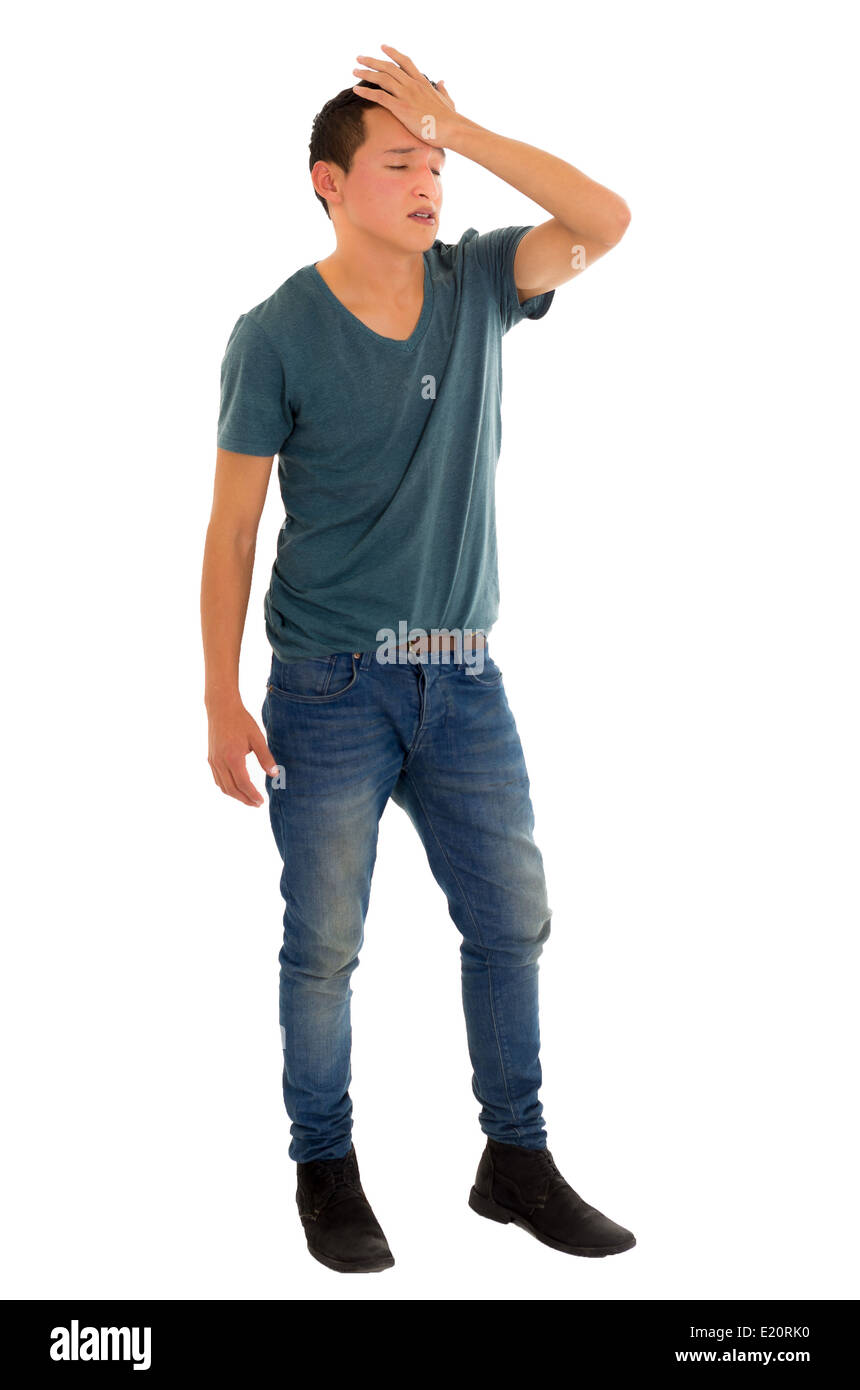 Giovane uomo informale razza mista jeans Foto Stock