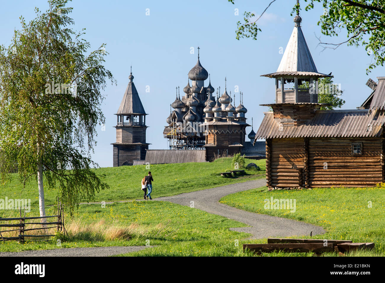 Russia, Carelia Kizhi Isola, Cattedrale della trasfigurazione Foto Stock