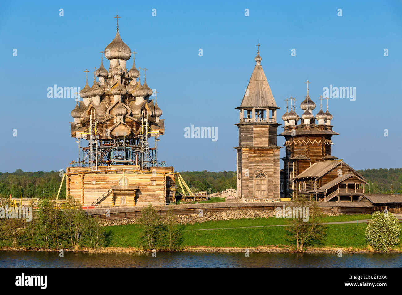 Russia, Carelia Kizhi Isola, Cattedrale della trasfigurazione Foto Stock