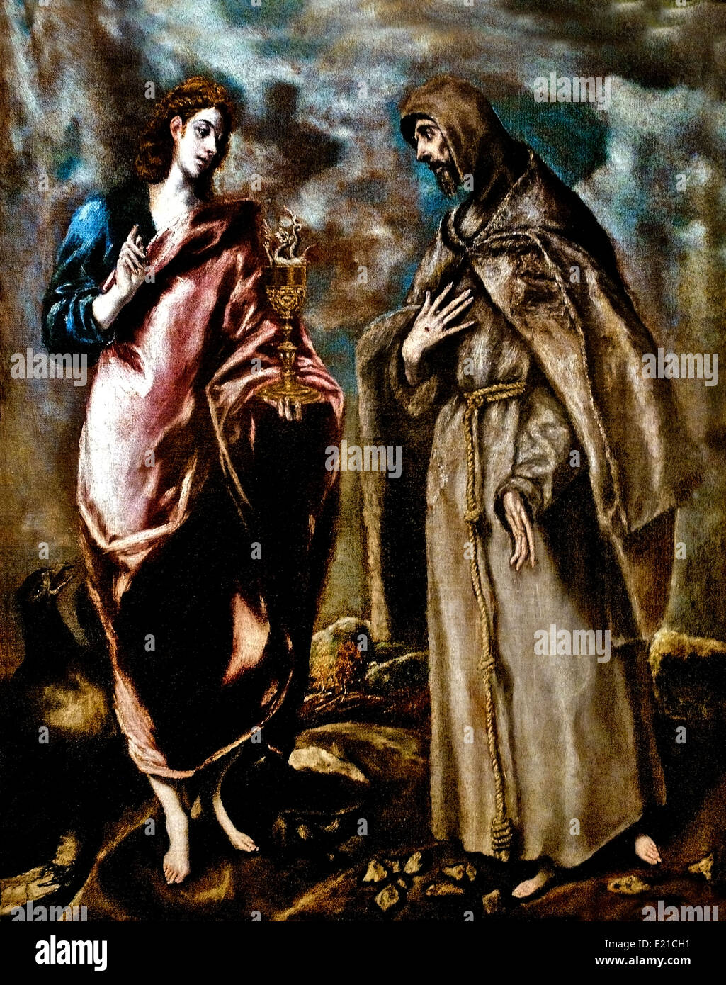 San Giovanni Evangelista un San Francesco 1600 Officina di El Greco Spagna - Spagnolo Foto Stock