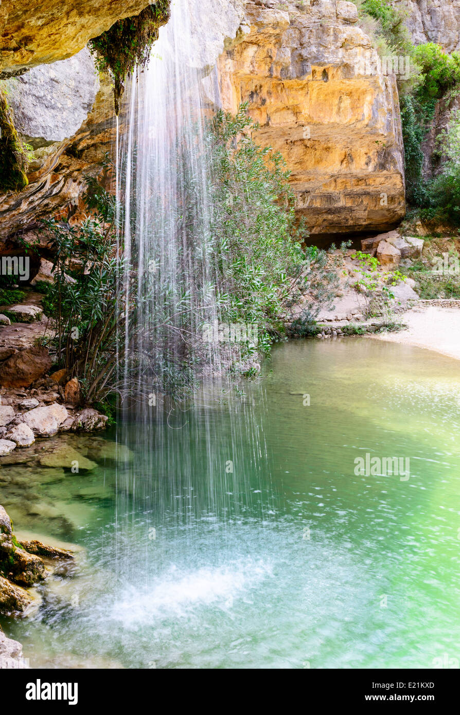 Los Charcos Fiume e cascata vicino a Ontinyent provincia di Valencia Spagna Foto Stock