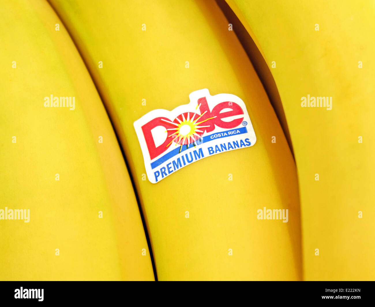 Banane con il logo Dole Foto Stock