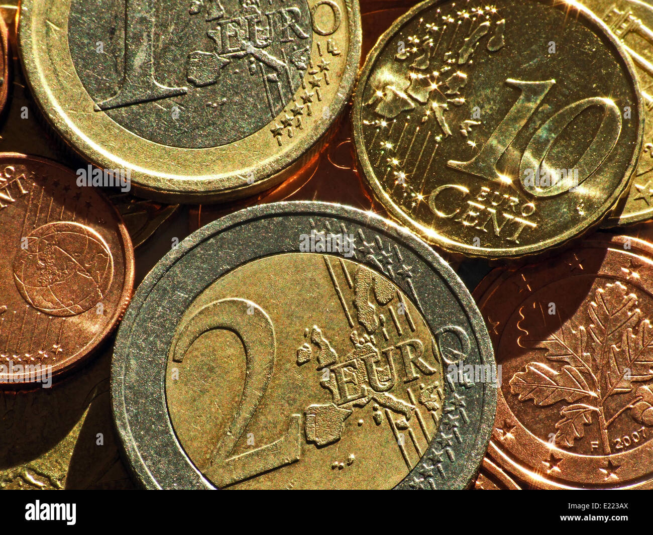 monete in euro Foto Stock