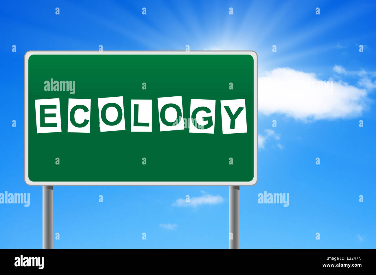 Cartello stradale con la parola ecologia. Foto Stock