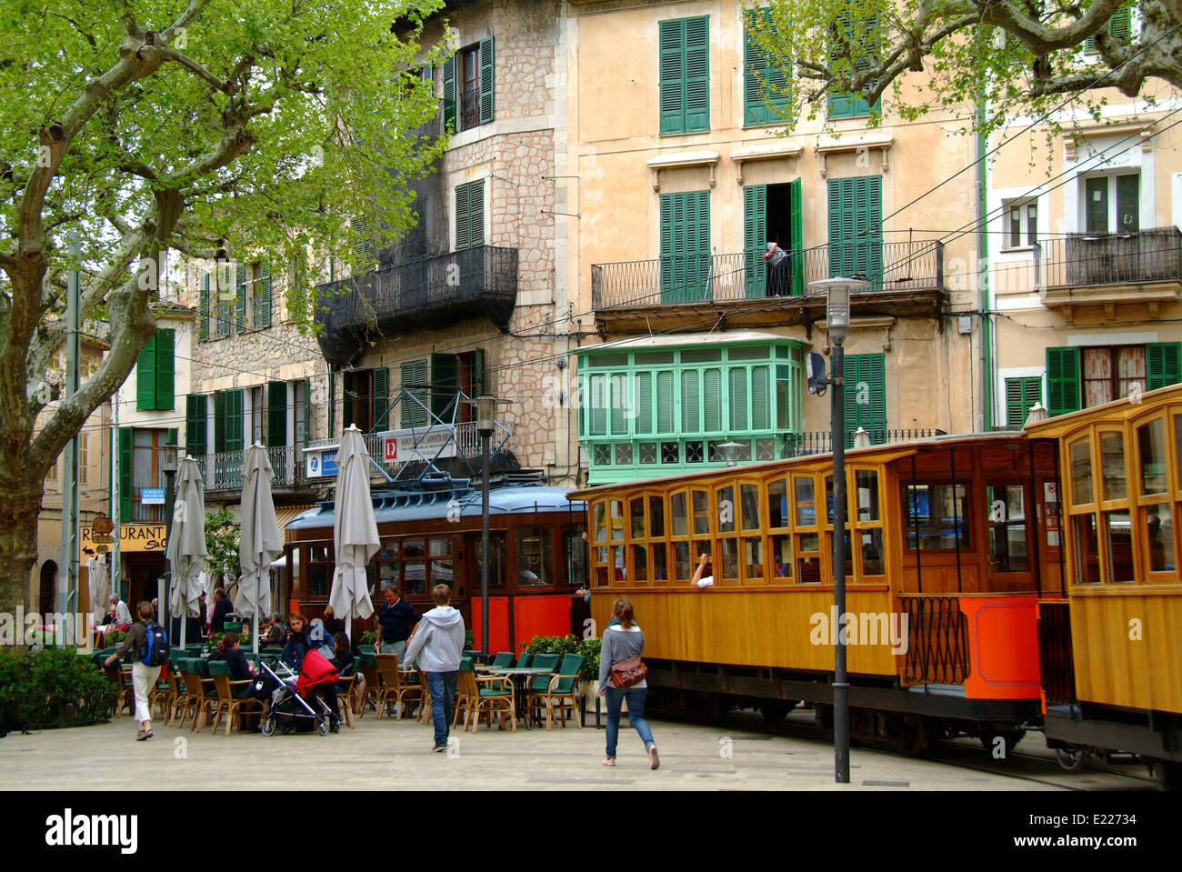 Tram storico 'Orangenexpress' città di Soller Maiorca Mallorca Spagna Spain Foto Stock