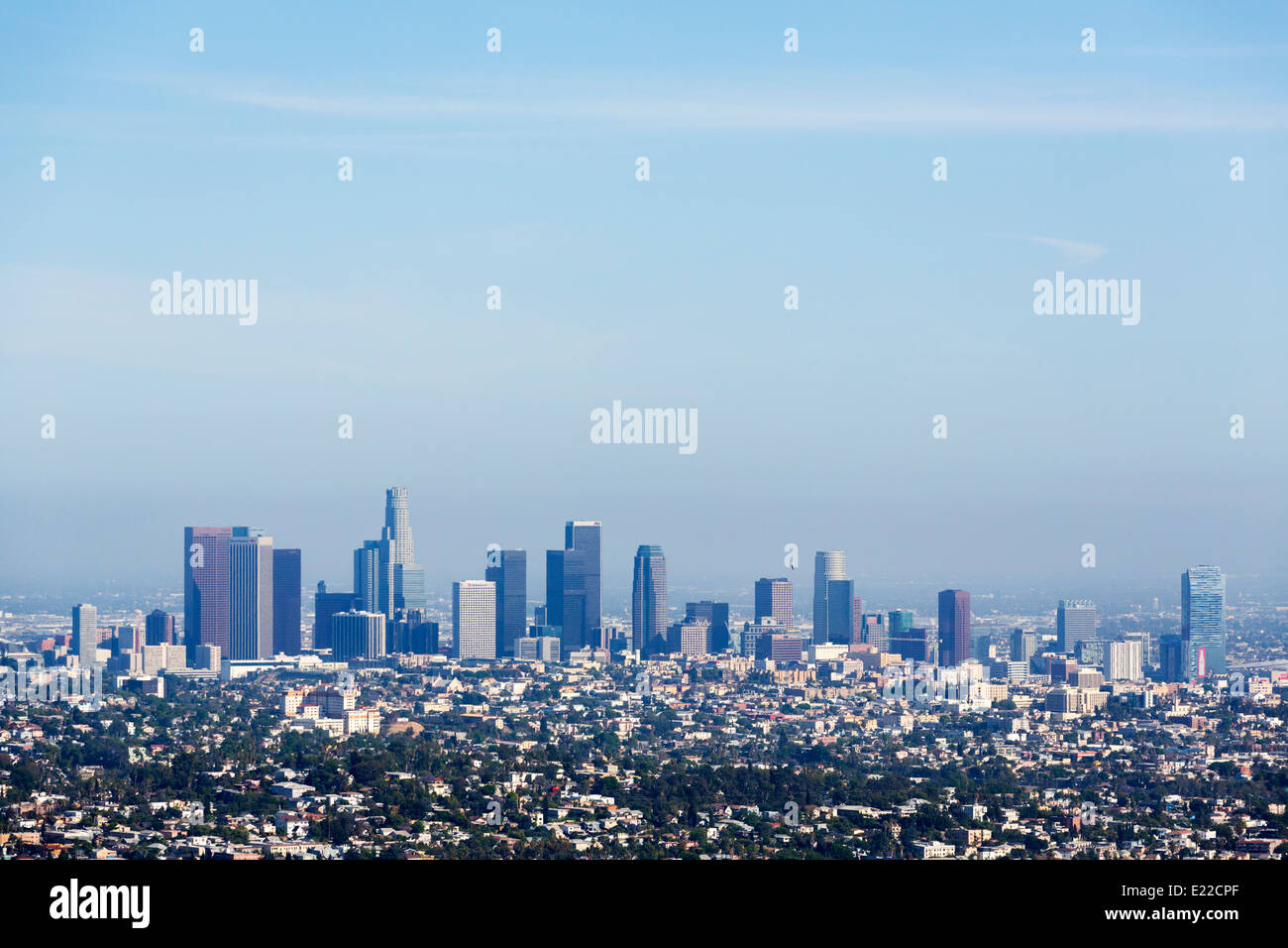Lo skyline del centro cittadino dall'Osservatorio Griffith, Griffith Park, Los Angeles, California, Stati Uniti d'America Foto Stock