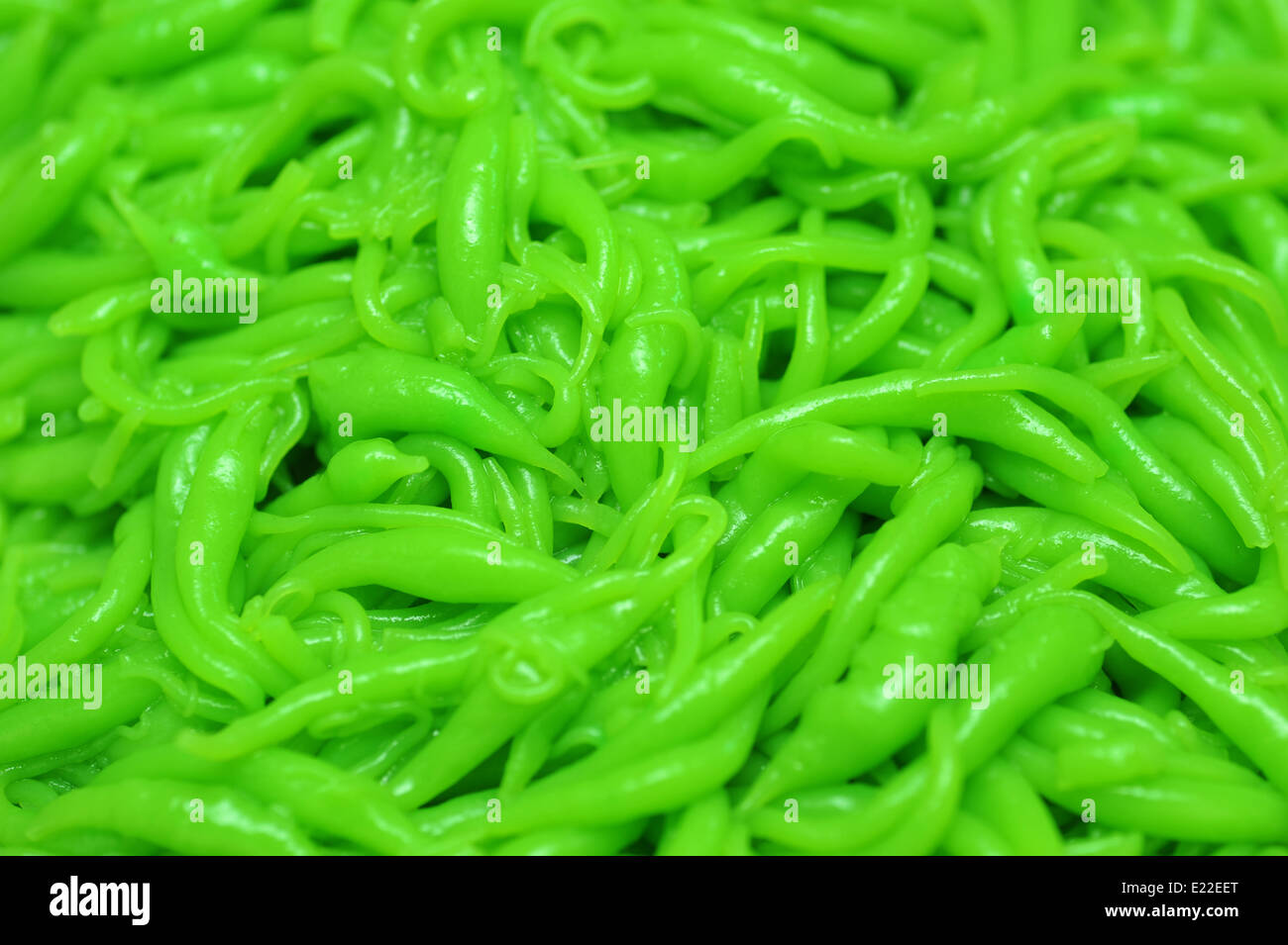 Verde spaghetti di riso dolciumi, Thai dessert Foto Stock