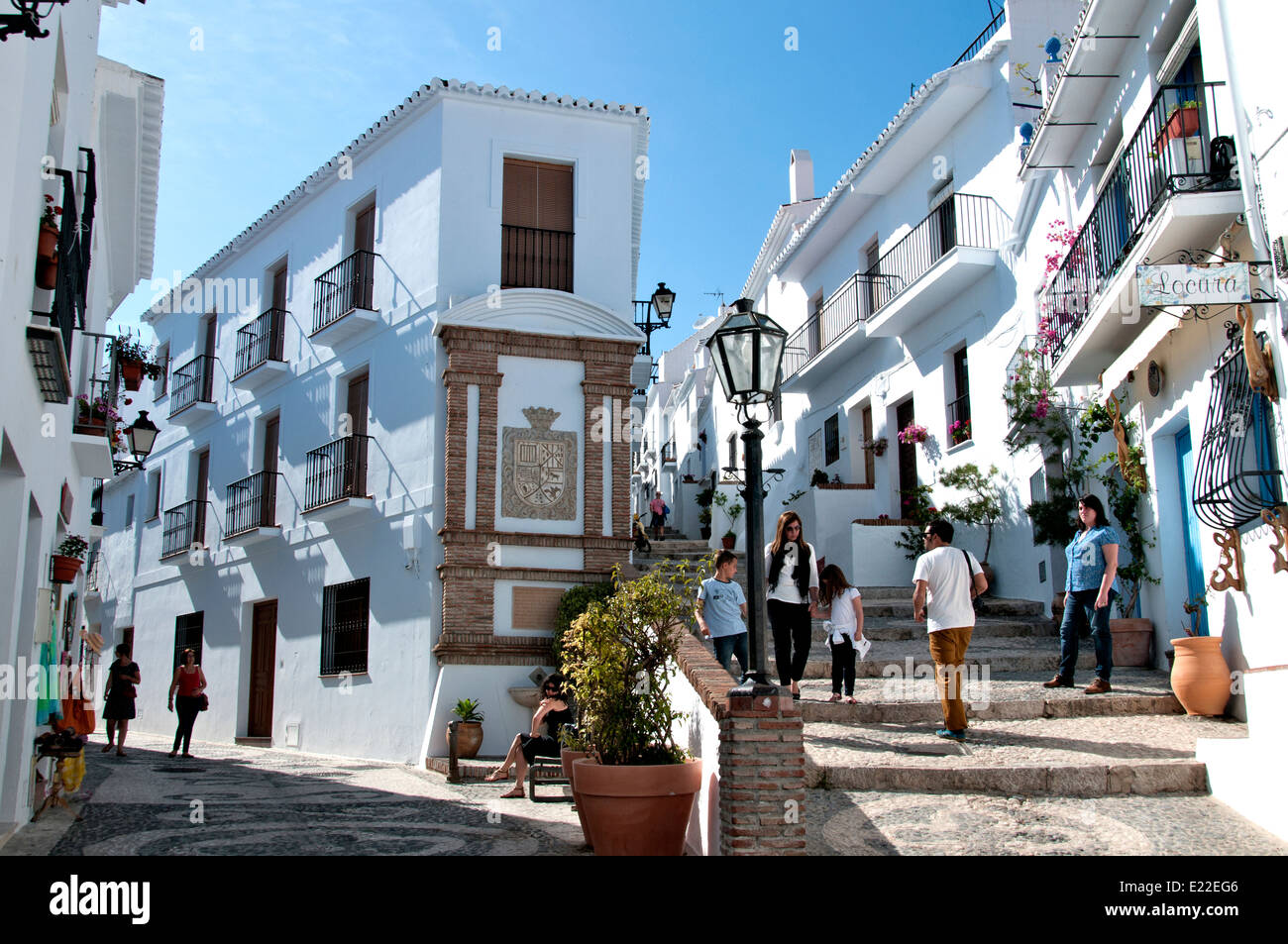 Frigiliana Málaga Spagna spagnolo villaggio bianco Foto Stock