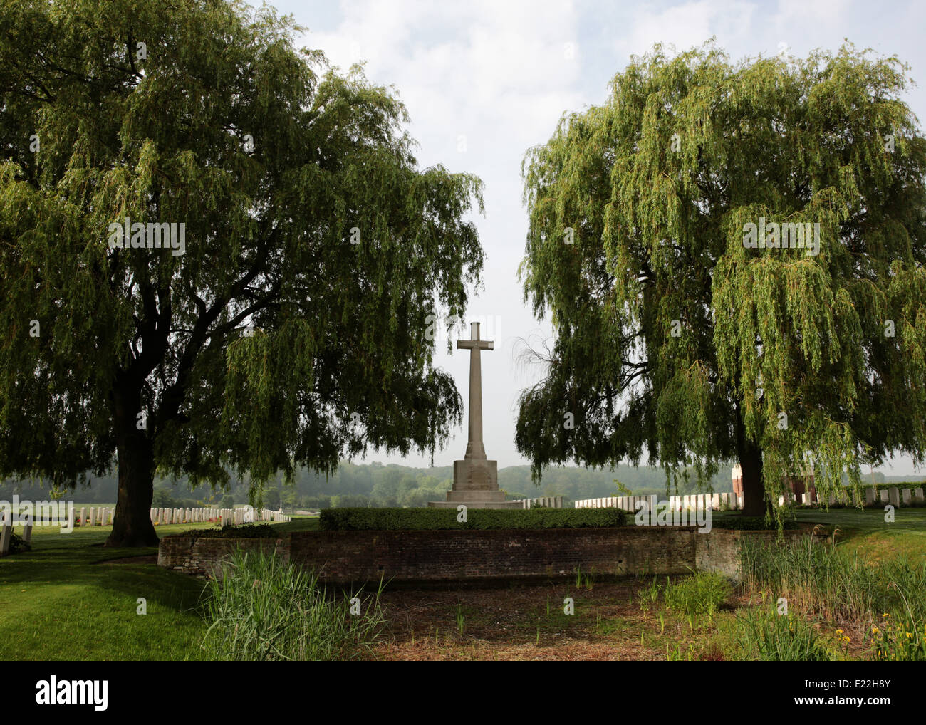 La Croce del sacrificio nel punto Prowse cimitero militare della Grande Guerra , Belgium Foto Stock
