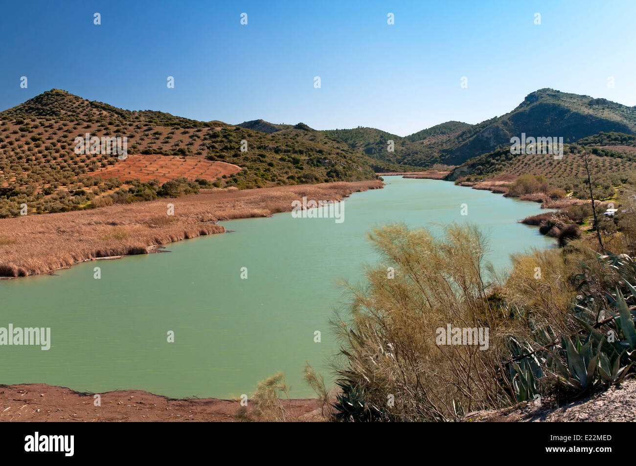 Serbatoio malpasillo zona naturale, la rotta turistica dei banditi, badolatosa, Siviglia e provincia, regione dell'Andalusia, Spagna, Europa Foto Stock