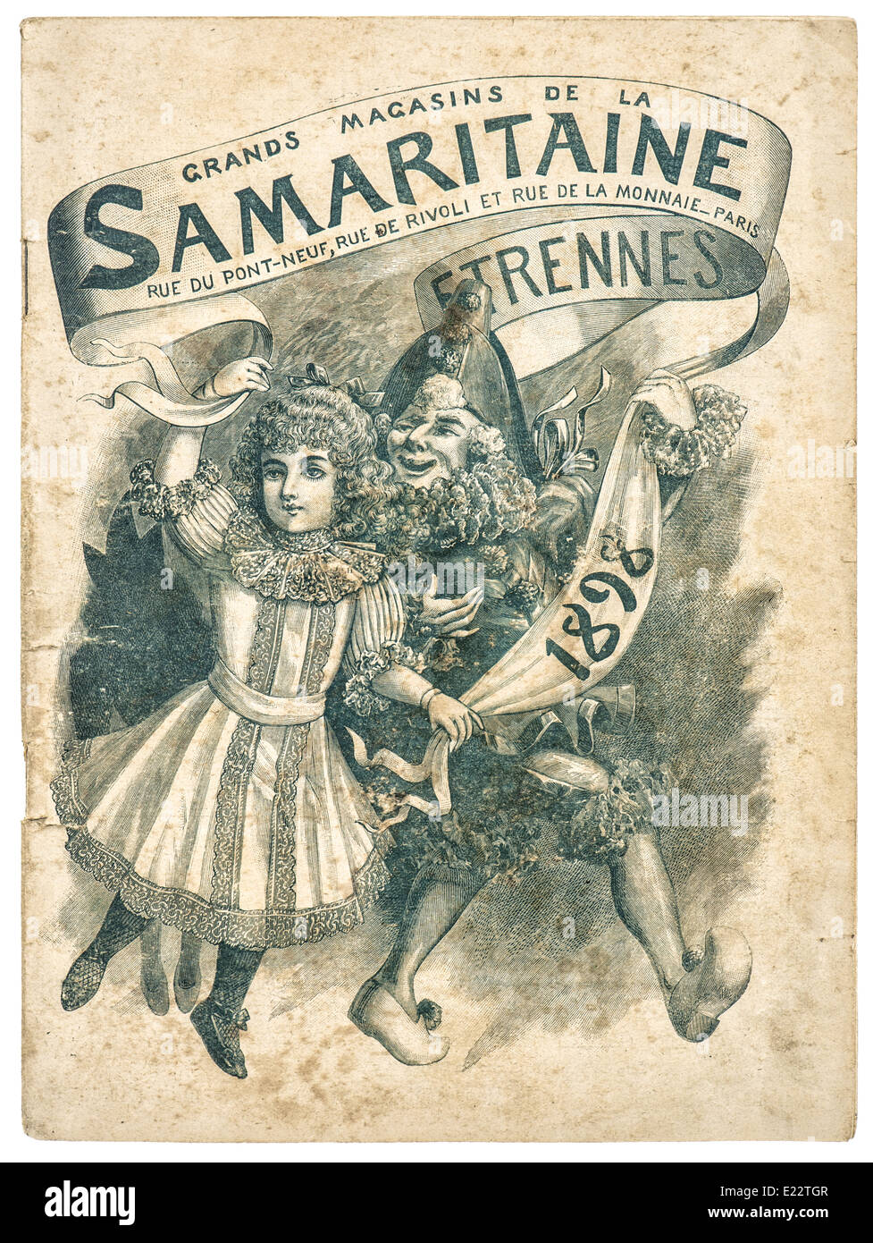 Negozio di antiquariato pubblicità, coperchio della originale catalogo shopping La Samaritaine, Parigi, Francia, circa 1898 Foto Stock
