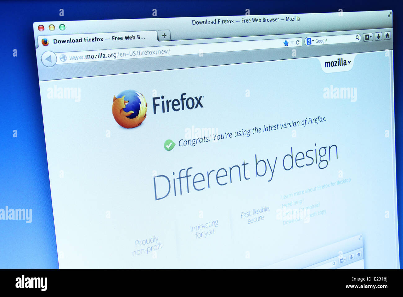 Foto di Mozilla Firefox pagina web su schermo di un monitor. Mozilla  Firefox è un libero e open-source browser web Foto stock - Alamy