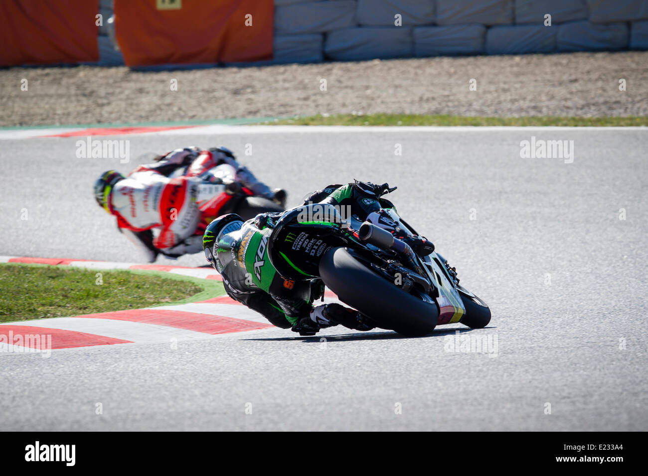 Barcellona, Catalunya, Spagna. 14 giugno 2014. Grand Prix Monster Energy di Catalunya. Bradley Smith (GBR), Monster Yamaha Tech 3 pilota, in azione durante la qualità pratica della MotoGP nel Gran Premio di Monster Energy di Catalunya dal circuito de Montmelo. Credit: Azione Plus immagini di sport/Alamy Live News Foto Stock