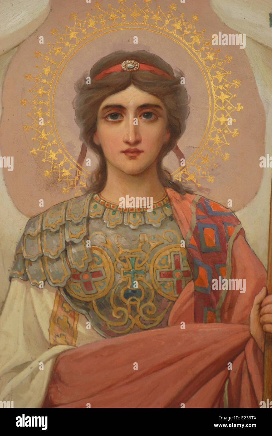 L'Arcangelo Michele. Un'icona dall'iconostasi della Chiesa Ortodossa di santa Olga in Frantiskovy Lazne, Repubblica Ceca. Foto Stock