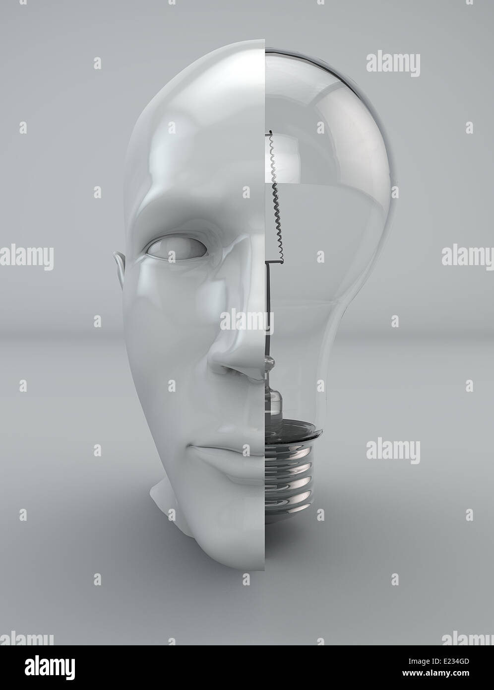 Idea di pensare la filosofia della mente la testa della lampadina Foto Stock