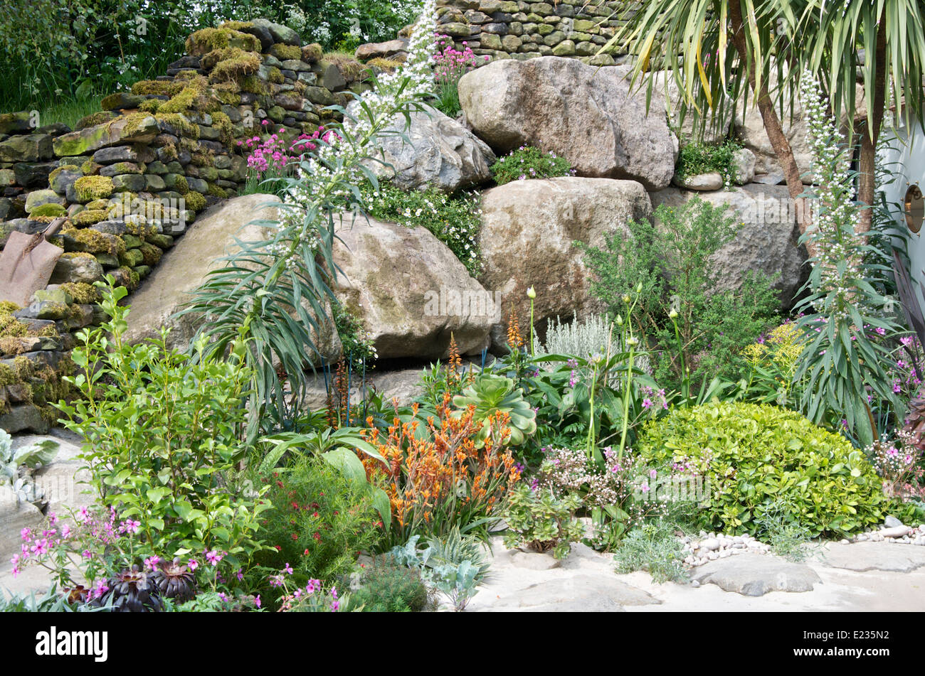 Costiere e rock di piantare in giardino "Dai Mori al mare' ad RHS Chelsea Flower Show 2014 Foto Stock