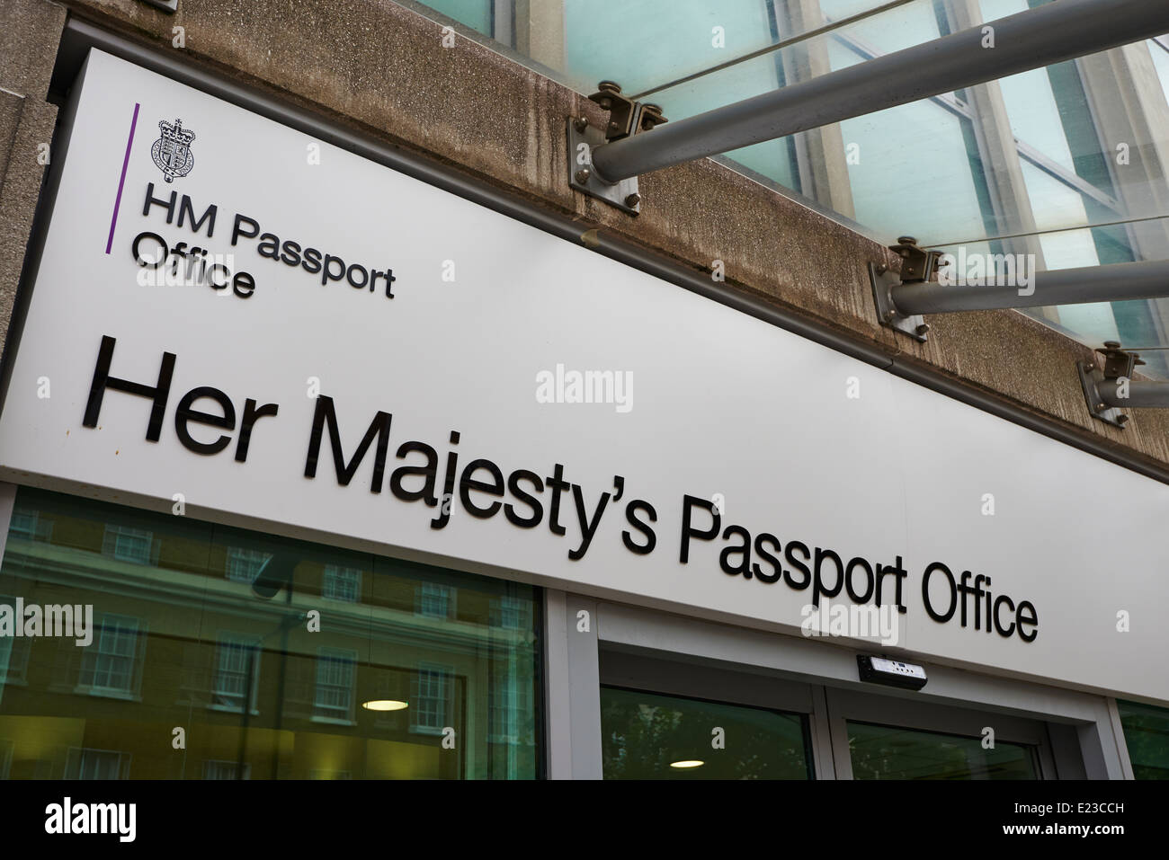 HM Ufficio Passaporti segno Belgrave Road Westminster London REGNO UNITO Foto Stock