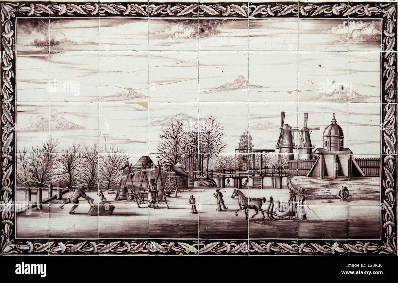 Piastrelle piastrella-tableau.1815-1835 amsterdam.Leiden nei Paesi Bassi Foto Stock