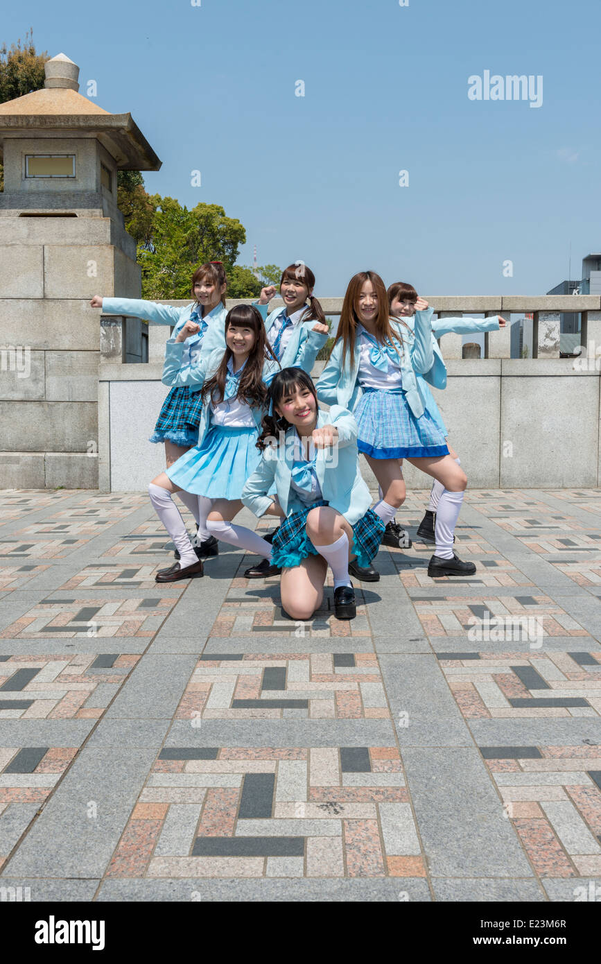 Giovani cantanti pop eseguire a Harajuku Tokyo Giappone Foto Stock