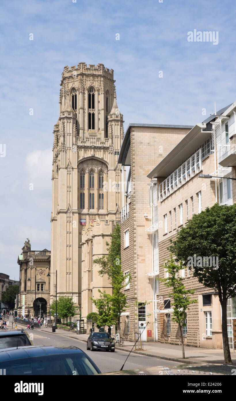 Il Wills edificio Bristol University in cima di Park Street Bristol City Centre. Foto Stock