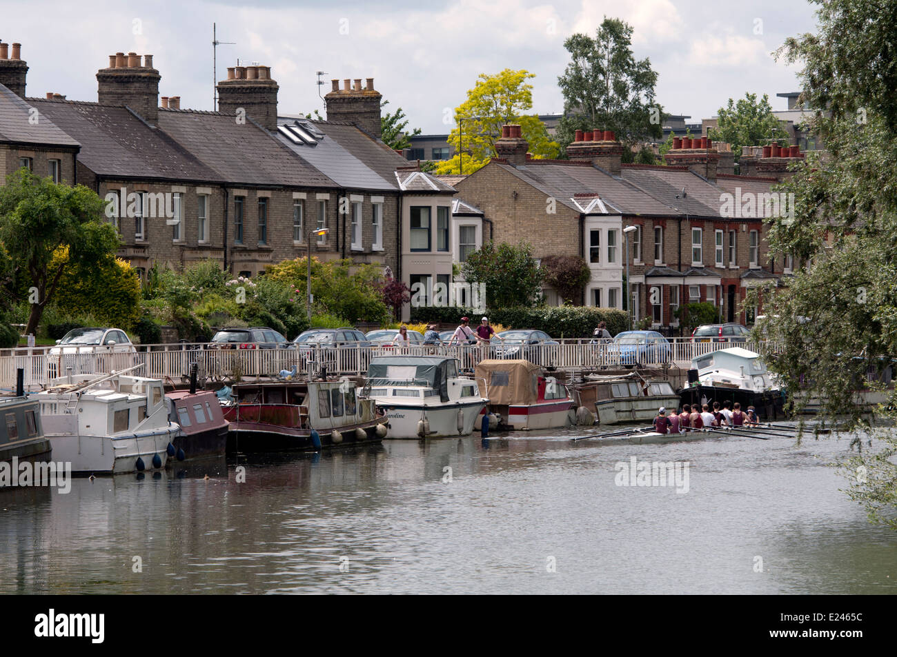 Il fiume Cam al Riverside, Chesterton, Cambridge, Regno Unito Foto Stock