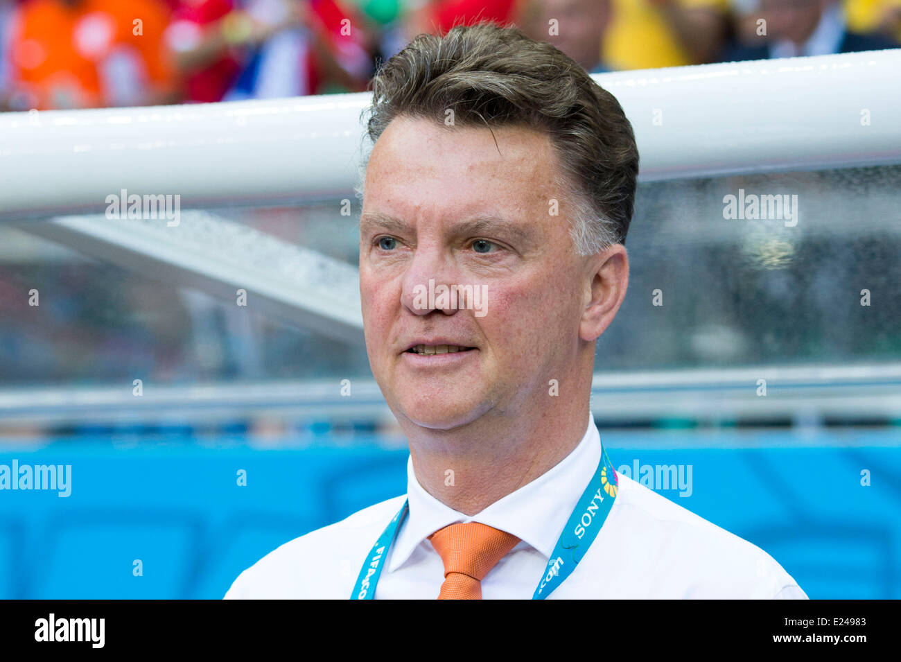 Salvador, Brasile. Xiii Giugno, 2014. Louis van Gaal (NED) Calcio/Calcetto : Coppa del Mondo FIFA Brasile 2014 Gruppo B match tra Spagna 1-5 Paesi Bassi a Arena Fonte Nova in Salvador, Brasile . © Maurizio Borsari/AFLO/Alamy Live News Foto Stock