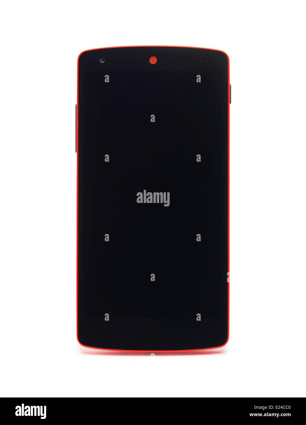 Google Android LG Nexus 5 telefono rosso con schermo vuoto isolato su sfondo bianco Foto Stock