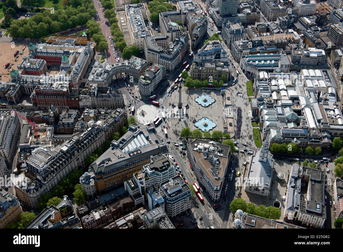Trafalgar Square dall'aria. Foto Stock
