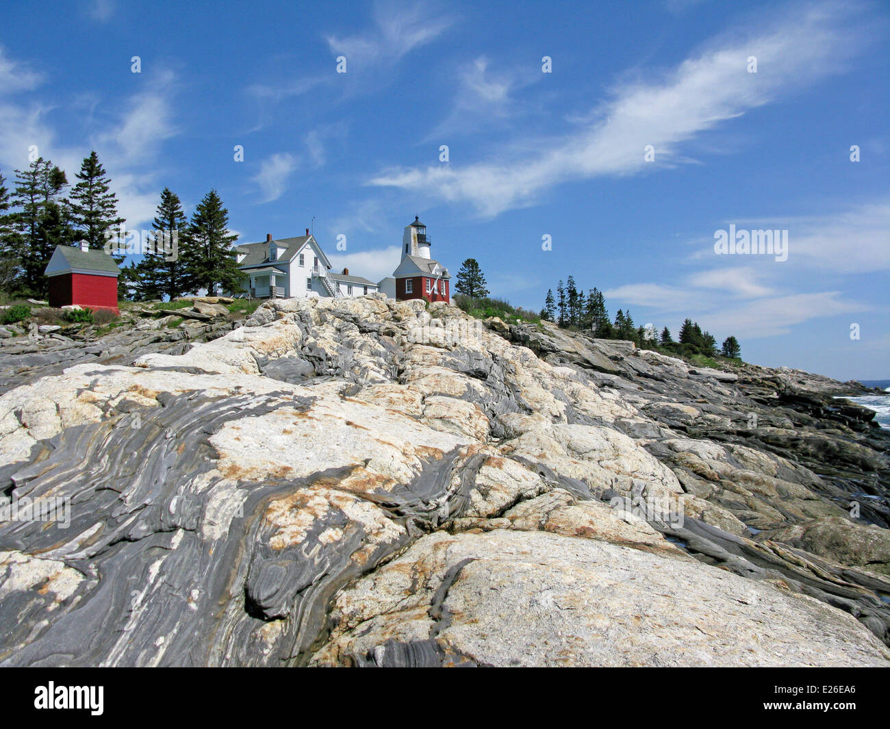 Costa del Maine Pemaquid Point Lighthouse Foto Stock