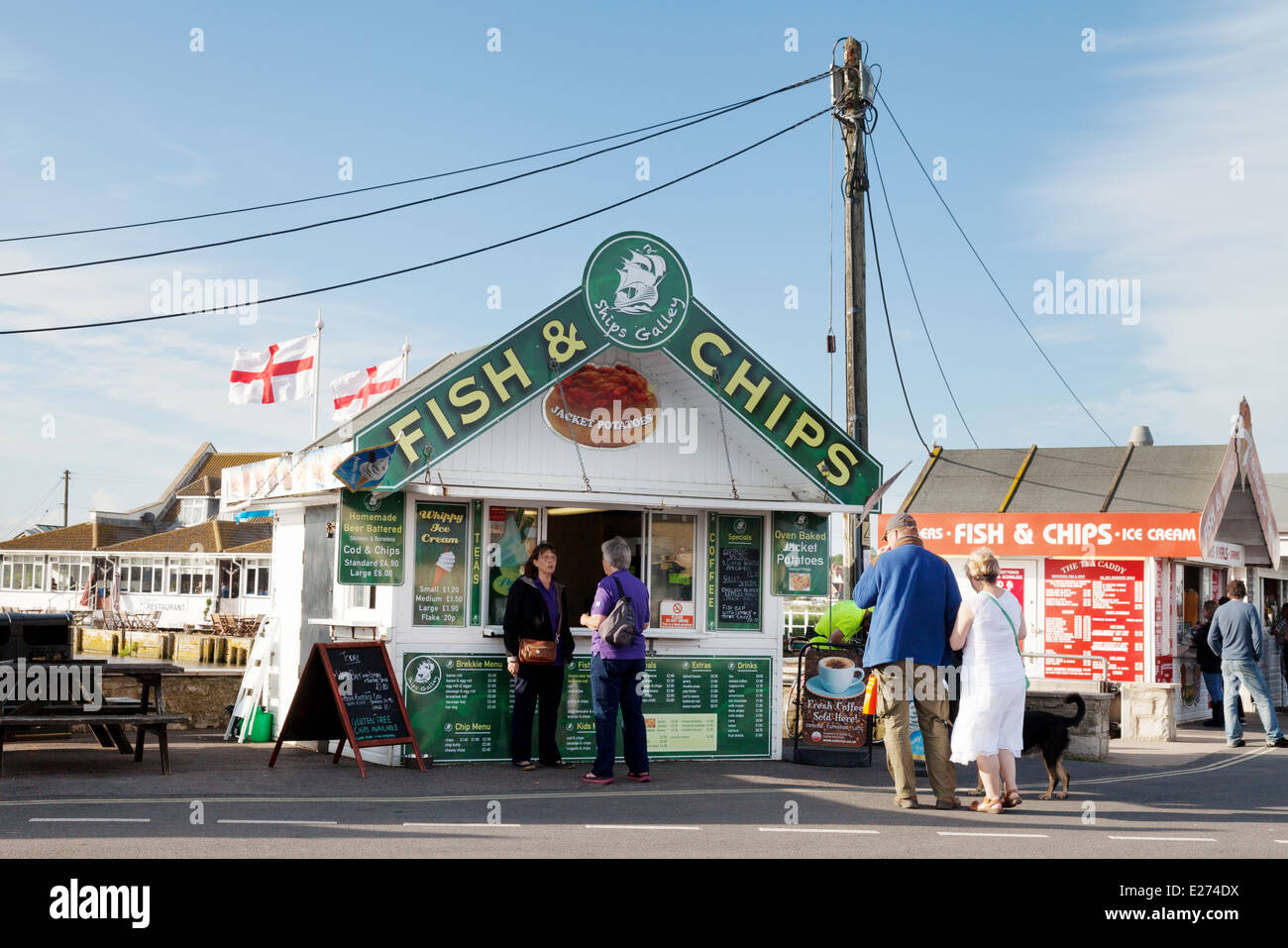 Pesce e Patatine shop, West Bay, Dorset England Regno Unito Foto Stock