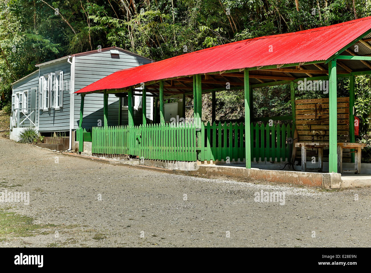 Capannone animale, Hacienda Buena Vista, vicino a Ponce, Puerto Rico Foto Stock