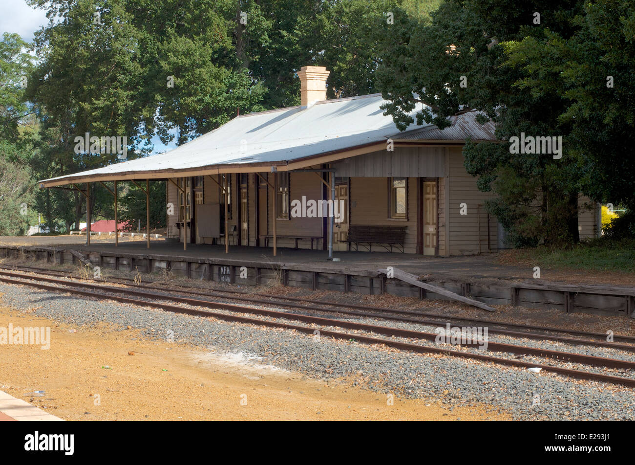 La stazione in disuso edificio e piattaforma in Bridgetown, Western Australia. Foto Stock