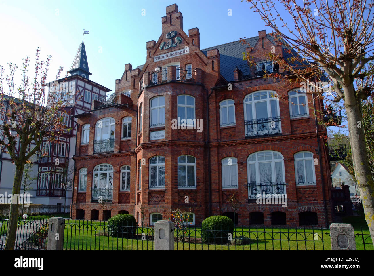 Tipica villa Binz Ruegen isola del Mar Baltico Germania Foto Stock