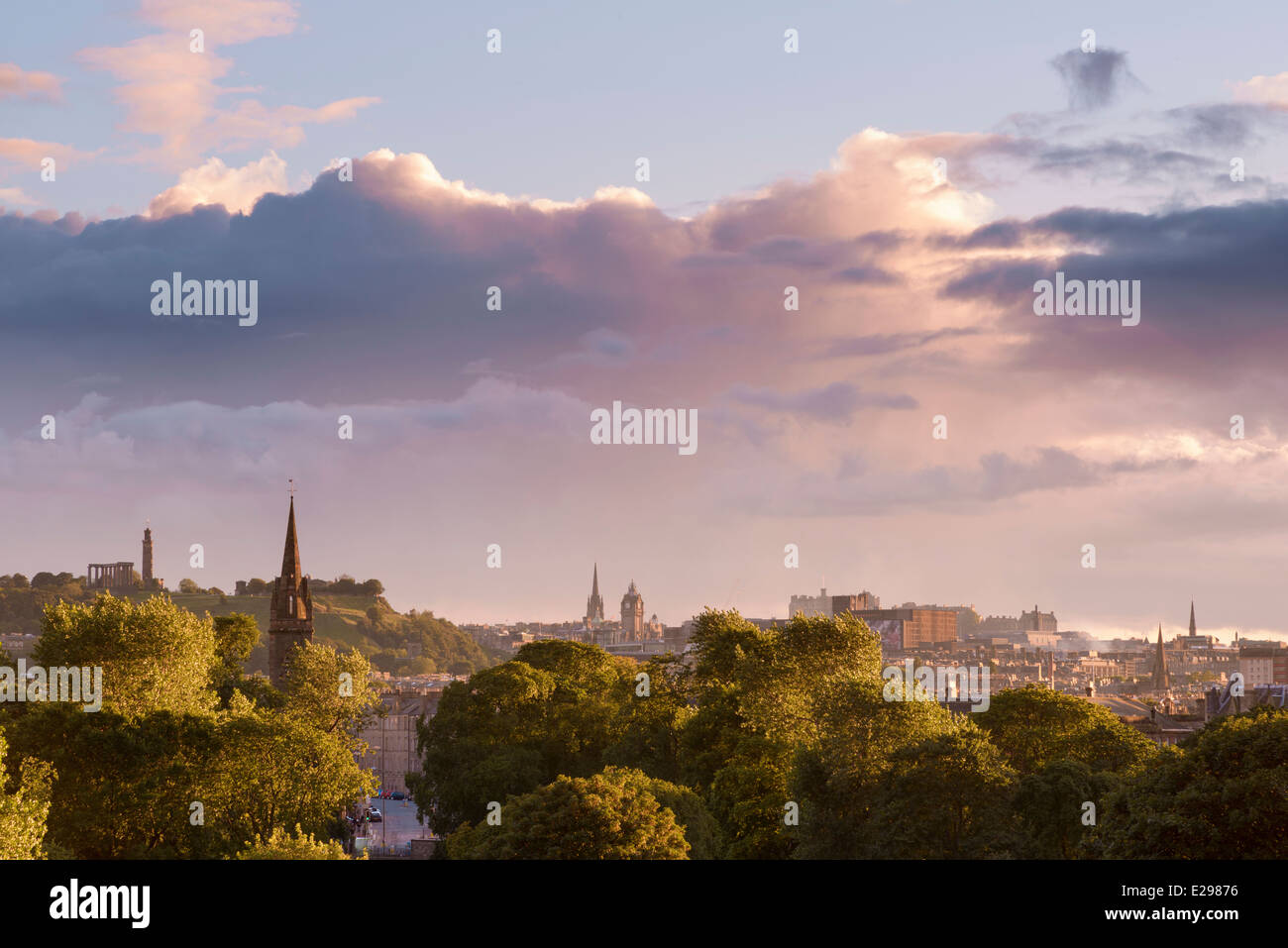 Edinburgh Skyline visto dal Leith Links Foto Stock