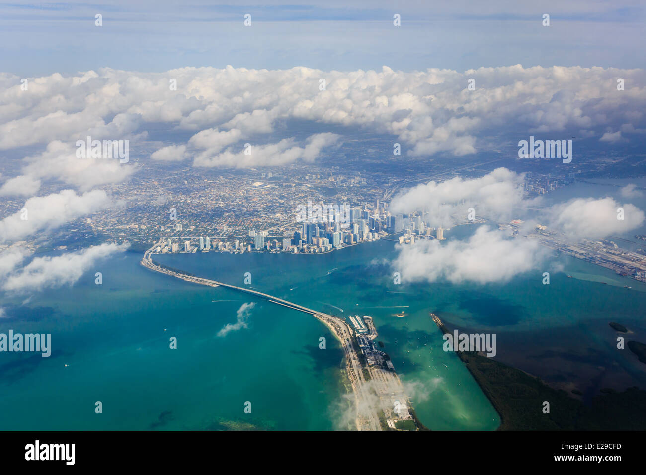 Vista aerea dello skyline di Miami Foto Stock