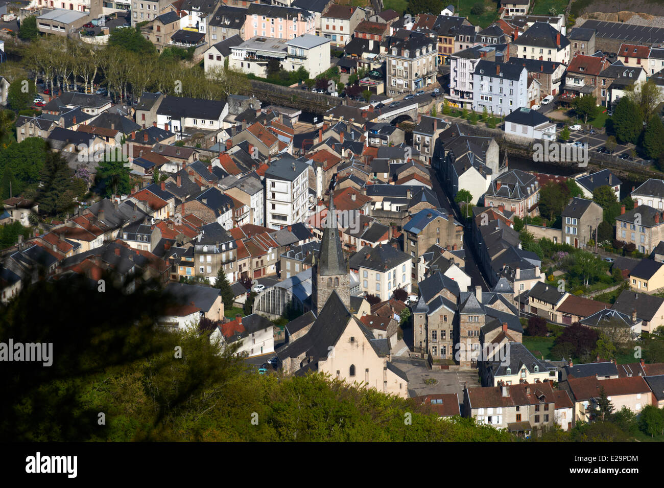 Francia, Correze, Bort les Orgues (vista aerea) Foto Stock