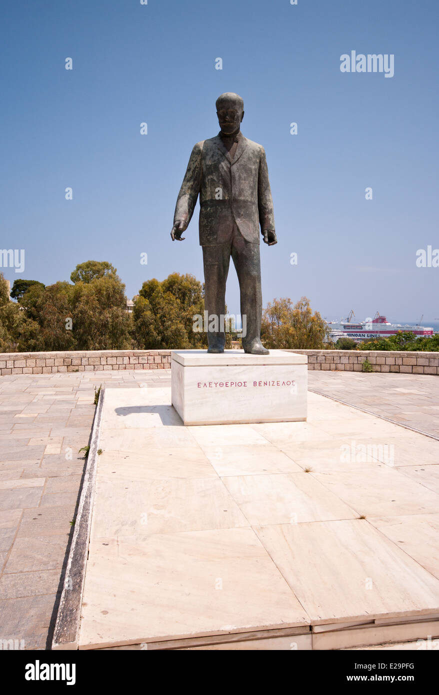 Statua di Eleftherios Venizelos ad Heraklion Creta ( ex primo ministro della Grecia ) Foto Stock